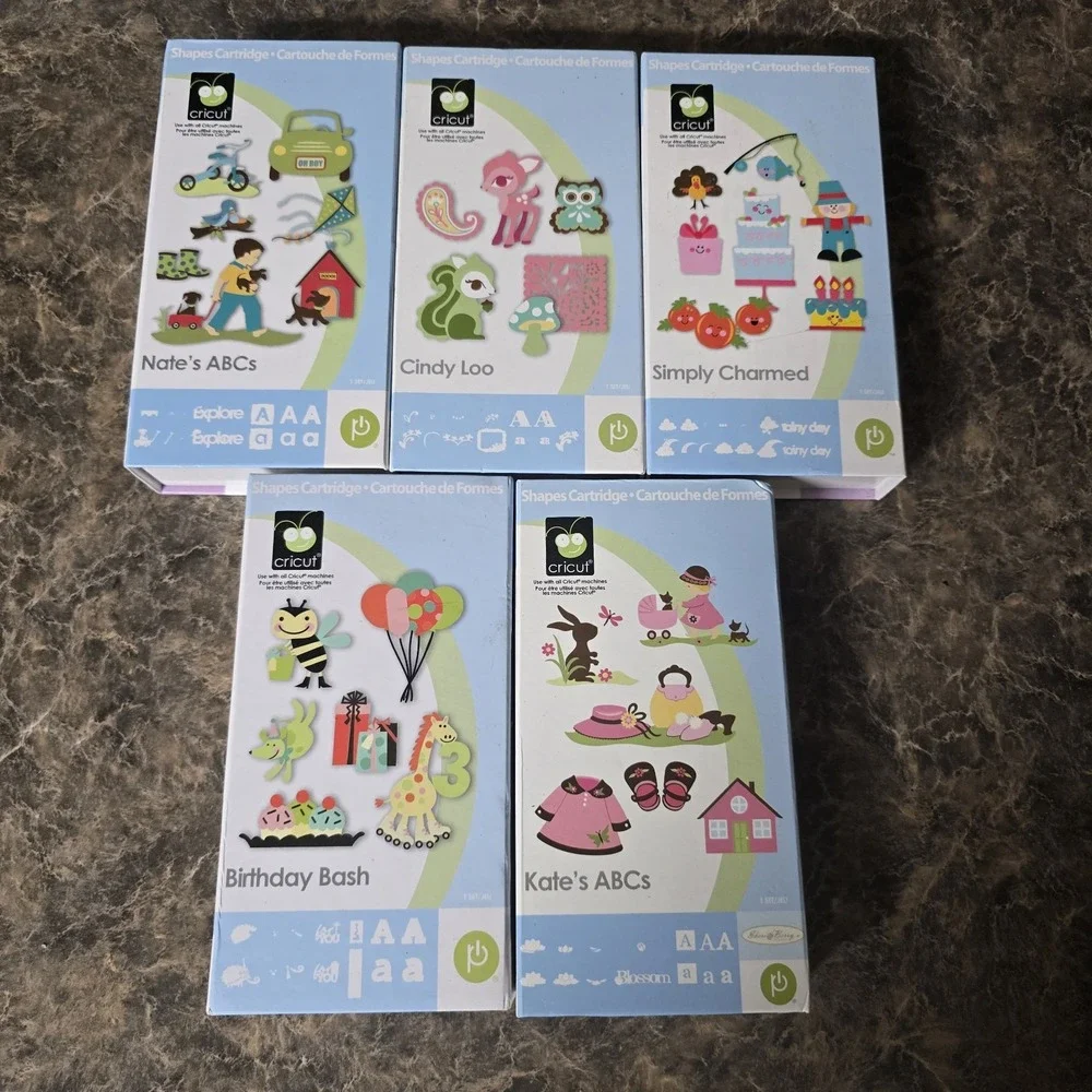 Cricut Cartridge Lot of 5 Pre-Owned Nate's ABCs Kate's ABCs Cindy Loo